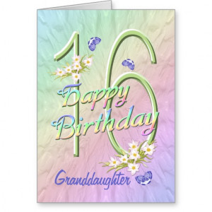 Granddaughter 16th Birthday Butterfly Garden Card