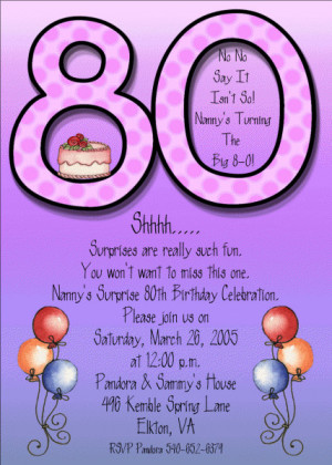 Adult Birthday Invitations Purple 80th ABI224 DIY