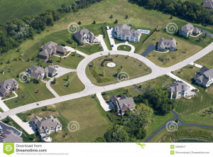 new-homes-houses-suburb-aerial-view-scene-well-kept-modern-suburban ...