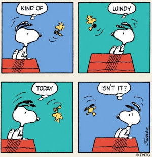 Snoopy and Woodchuck windy day cartoon via ... | Cartoons- Snoopy & P ...