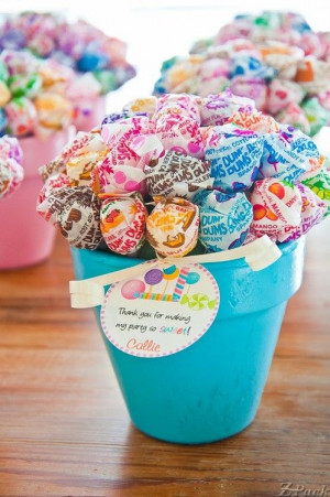 Dum-dum lollipop bouquets nestled in little painted pots—perfect ...