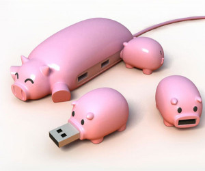 Pig Buddies – Cheer Up Your Desktop With Breast-Feeding Pig USB Hub ...
