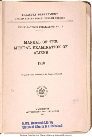 Manual of the Mental Examination of Aliens, United States Public
