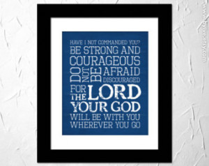 ... Courageous. Inspirational Quote. Bible Verse. Subway Art. Unframed