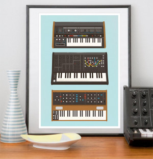 Retro Geek Print Analog Synthesizer Poster Music poster Nerd geek ...