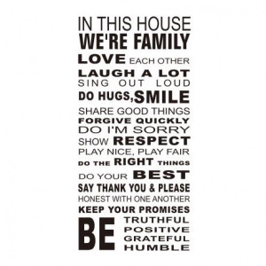Home » House Rules 'We're Family' in Bold Quote Wall Sticker