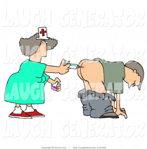 Humorous Clip Art of a Patient Getting an Injection of Antibiotics in ...