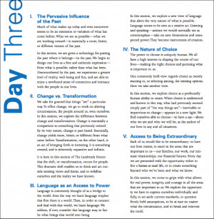 Here is the syllabus for the three day forum: