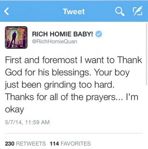 Rich Homie Quan responds to well wishers; Instagram photos with hip ...
