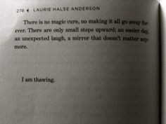 From Laurie Halse Anderson 'Wintergirls' one day, mirrors, rock ...