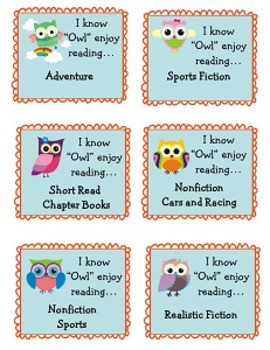 Owl Themed Book Bin Labels-Editable