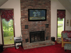 Stone Fireplace with TV above Ideas