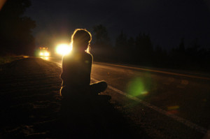 car, light, lonely, night, road