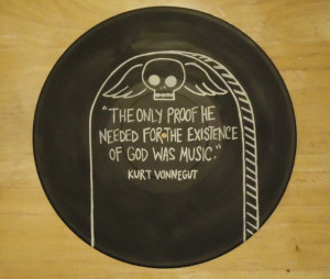 Kurt Vonnegut Quote Painted Vinyl Record by valderie on Etsy, $25.00