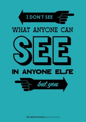 don't see what anyone can see in anyone else but you