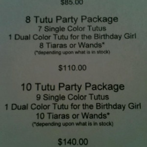 Princess Tutu Party Packages 8 for $110 10 for $140 Tutu colors to ...