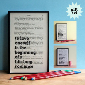 Oscar Wilde Inspirational Quote Gift Set Framed Artwork on upcycled ...