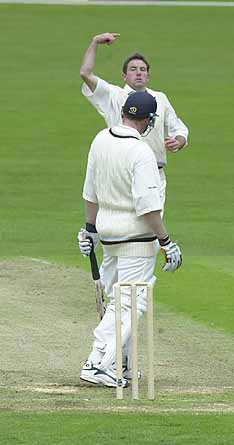 Chris Silverwood gestures to Rob Bailey to leave the playing arena ...