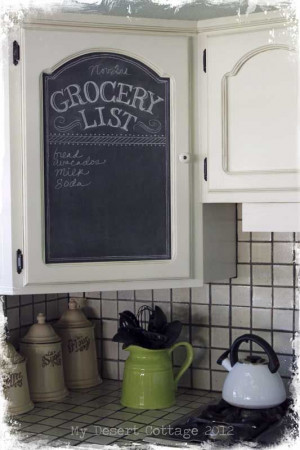 of cabinet door with chalkboard paint and use as message center, quote ...
