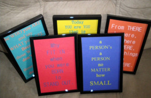 Dr. Suess Set of 4 Quote Prints 4x6 Assorted Colors Framed FREE ...