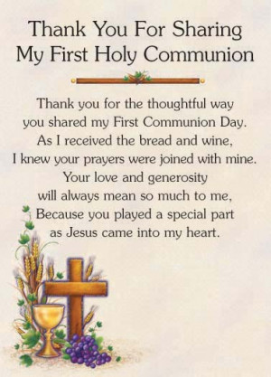 quot;thank youquot; first communion