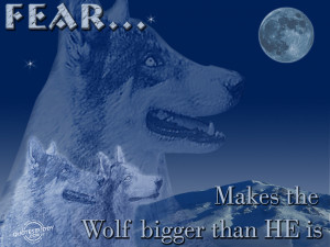 Inspirational Wolf Quotes Fear makes the wolf bigger