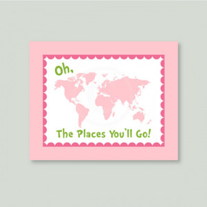 Dr. Seuss Quote Pink and Green or Blue Art Print Nursery wall decor ...