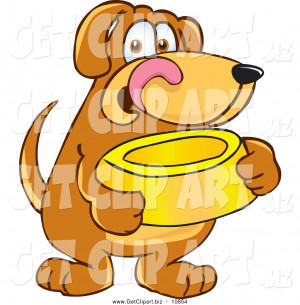 Clip Art Impatient Brown Dog Mascot Cartoon Character Holding