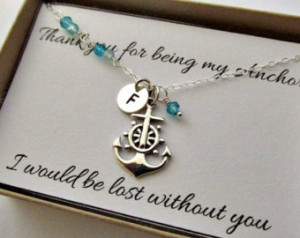 Nautical anchor necklace thank you for being my anchor gift message ...