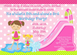Personalized Splish Splash Water Park Twin Girls Birthday Party ...