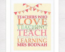 Teacher Appreciation Print - End of Year Teachers Gift - Personalised ...