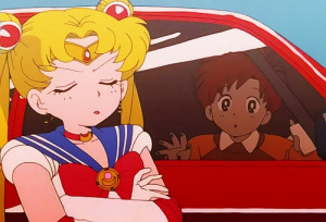 Shingo (Usagi's brother) looking at Sailor Moon