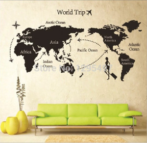 NOVELTY ON SALE Map of the world Banksy Vinyl Quotes Wall Stickers ...