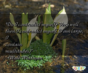 ... contradict myself, (I am large, I contain multitudes.) -Walt Whitman