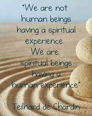... experience. We are spiritual beings having a human experience