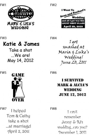 Details about 240 Custom Funny Wedding Sayings Favor Shot Glasses