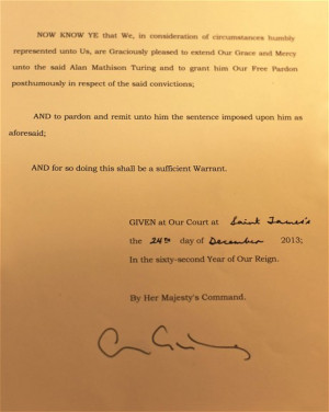 The Queen Pardons Alan Turing