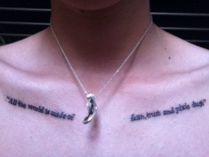 My second tattoo. It's a quote by J.M. Barrie from his play Peter Pan ...