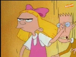 One of the many times Helga hits Brainy