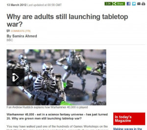 BBC story on Warhammer 40K