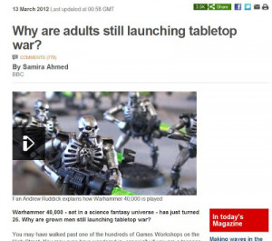 BBC story on Warhammer 40K