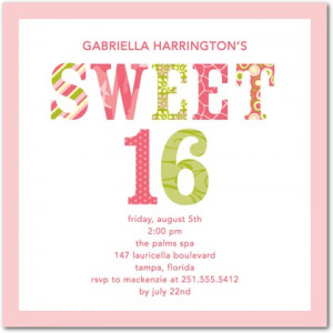 Sweet Sixteen - Birthday Party Invitations - Hello Little One - Soft ...