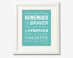 ... Pooh, nursery quote, promise me you will always remember - UNFRAMED
