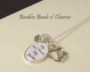 Anchor Quotes Friendship Best friends anchor necklace,