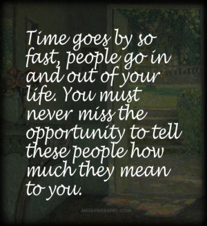 Time goes by so fast, people go in and out of your life - Life Quote.
