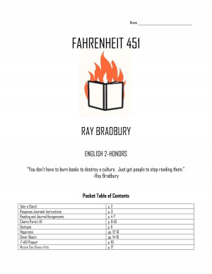 Name Fahrenheit 451 Ray Bradbury English 2-Honors “You don't have