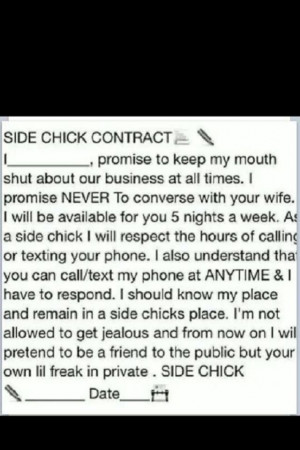 Side chick contractLol Funny, Side Chick Contract, Quotes Humor, Side ...