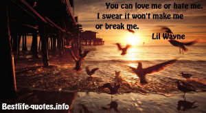 You can love me or hate me, i swear it won’t make or break me - Self ...