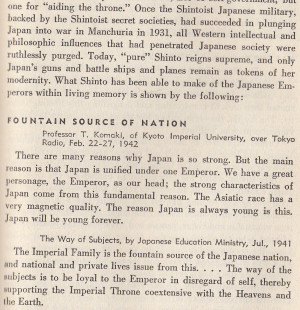 He goes into more discussion of Shinto, this time linking it to ...