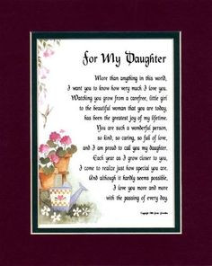 ... Daughter, Daughter Print, Birthday, Teens, Tweens, Daughter Poem